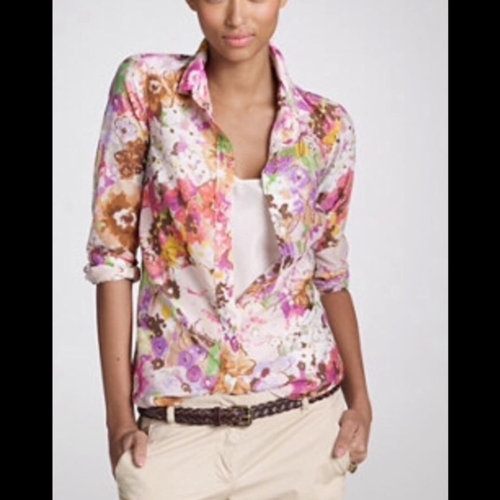 J. Crew The Perfect Shirt in Watercolor Floral